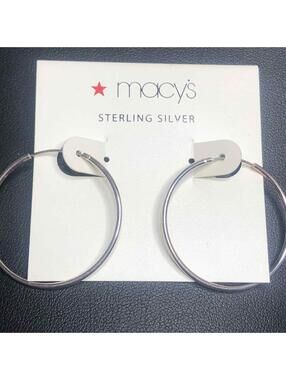 8343 Macy's Sterling silver 925 Smooth 1.25" Earrings new